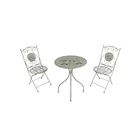 axi maxime table et chaise bistrot, 2 chaises 1 table, ensemble bistro extérieur vin crème - salon de jardin bistrot, table bistrot mosaique pour jardin/balcon/terrasse