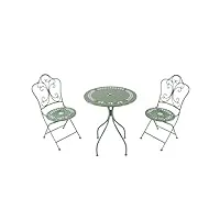 axi marilou table et chaise bistrot, 2 chaises 1 table, ensemble bistro extérieur vert pastel, style romantique - salon de jardin bistrot, table bistrot mosaique pour jardin/balcon/terrasse