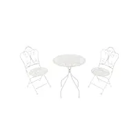 axi marilou table et chaise bistrot, 2 chaises 1 table, ensemble bistro extérieur blanc, style romantique - salon de jardin bistrot, table bistrot mosaique pour jardin/balcon/terrasse