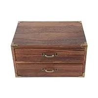 kichvoe organiseur de bureau vintage en bois à 2 tiroirs armoire de rangement rustique en bois pour bijoux comptoir de bureau à domicile (deux tiroirs)
