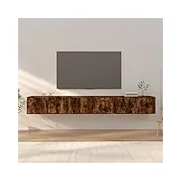 dcraf nice entertainment centres & meuble tv mural 3 pièces chêne fumé 100 x 34,5 x 40 cm
