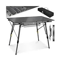 kesser® table de camping pliable avec cadre en aluminium - plateau de table enroulable - hauteur réglable - avec sac de transport avec dragonne - 90 x 53 cm - jusqu'à 30 kg - anthracite