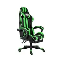 shgaxin fauteuil de jeux vidéo avec repose-pied noir et vert similicuir,fauteuil de massage,fauteuil de relaxation,fauteuil inclinable de massage