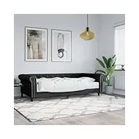 rantry lit de jour avec matelas - canapé-lit - canapé-lit - lit fonctionnel - lit d'invités - noir - 90 x 200 cm - en cuir synthétique