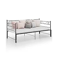 rantry canapé-lit extensible - lit d'appoint - lit d'appoint - lit d'appoint - lit fonctionnel - canapé-lit pour chambre d'amis, salon - noir métal - 90 x 200 cm #b