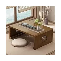 table basse japonaise en tatami, table basse pliante portable en bambou, table en baie vitrée, table à thé de salon, aucun assemblage requis (couleur : bois, taille : 100 x 50 x 31 cm) (marron 120 x 5