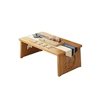 table de sol japonaise, bureau d'ordinateur portable avec pieds pliables, table de petit-déjeuner au lit, table de sol de style japonais pour thé et café, table d'autel de méditation antique, table