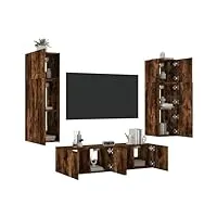 nice entertainment centres & meuble tv 6 pièces meuble tv mural avec led en chêne fumé bois d'ingénierie
