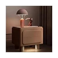 table de chevet moderne et intelligente à 2 tiroirs, avec capteur led, éclairage en cuir, armoire de chevet de chambre à coucher, casier de rangement