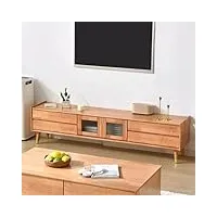 trunxucl meuble tv double couche avec partitions réglables, armoire de stockage d'équipement de divertissement avec 4 tiroirs, adapté a 32-65" tv, adapté la maison et au bureau (size : natural)