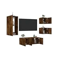 nice entertainment centres & meuble tv 5 pièces meuble tv mural avec led chêne fumé bois d'ingénierie