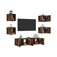 raugaj nice entertainment centres & meuble tv 6 pièces meuble tv mural avec led en chêne fumé bois d'ingénierie