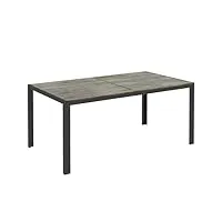 outsunny table de jardin rectangulaire pour 6 personnes en aluminium table de salle à manger extérieur plateau composite aspect bois dim. 160l x 90l x 74h cm