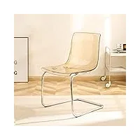 chaise de salle à manger en acrylique transparent avec dossier de chaise en acrylique et pieds galvanisés pour salle à manger, salon, bureau – chaise de loisirs au design minimaliste