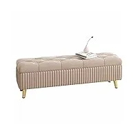 cunto de rangement pliable en flanelle, coffre à jouets, style moderne, banc d'appoint relevable pour meubles de chambre à coucher, 60/80/100/120 cm, ottomans (taille : 120 cm, couleur : rose) (beige