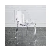 chaises empilables en acrylique – chaise de salle à manger minimaliste pour chambre à coucher, salon et salle à manger – chaise de salon en plastique transparent avec dossier en cristal