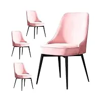 wzzqzr lot de 4 chaises de cuisine en velours pour bureau, salle à manger, chambre à coucher, chaise de maquillage avec pieds noirs, chaises de salon (couleur : rose, taille : pieds noirs)