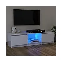 cosisti meuble tv led blanc banc tv meuble tv avec rangement meuble tv bois meuble tv chambre table tv meuble de tele Éclairage led rgb avec couleur réglable -blanc brillant-120 x 30 x 35.5 cm
