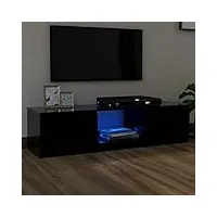 cosisti meuble tv led banc tv meuble tv avec rangement meuble tv bois meuble tv chambre table tv meuble de tele Éclairage led rgb avec couleur réglable -noir-140 x 40 x 35.5 cm