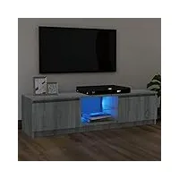 cosisti meuble tv led banc tv meuble tv avec rangement meuble tv bois meuble tv chambre table tv meuble de tele Éclairage led rgb avec couleur réglable -sonoma gris-120 x 30 x 35.5 cm