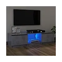 cosisti meuble tv led banc tv meuble tv avec rangement meuble tv bois meuble tv chambre table tv meuble de tele Éclairage led rgb avec couleur réglable -gris béton-120 x 30 x 35.5 cm