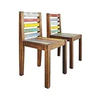 générique chaises à manger lot de 2 bois de récupération solide,meubles,fauteuils et chaises,chaises de cuisine,14.54 kg,multicolore,326179