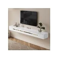 meuble tv moderne à suspendre - armoire de divertissement murale - petit appartement - console multimédia - blanc + or - 160 cm