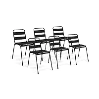 idmarket - lot de 6 chaises de jardin valencia en acier noir
