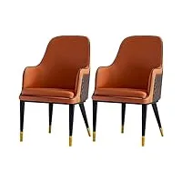 lot de 2 chaises de cuisine et de salle à manger modernes, chaises de salon en cuir avec dossier haut rembourré et siège souple, pieds en métal (couleur : gris clair + bleu ciel) (orange + café)