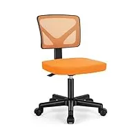 sweetcrispy chaise bureau - fauteuil de bureau ergonomique avec roues pivotantes À 360°, chaise de bureau avec support lombaire confortable, adapté au bureau, À la maison, au salon (orange)