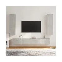 arkem ensemble de meuble tv 8 pcs blanc aggloméré,table television salon,meuble tv haut,meuble télé haut