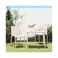 lapooh chaises de jardin lot de 2 crème 50x46x80 cm polypropylène,fauteuil exterieur terrasse,salon jardin plastique,chaise terrasse exterieur