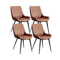 ensemble de 4 chaises de salle à manger de cuisine modernes, chaises d'appoint de salon modernes avec housse en cuir pu souple, siège coussin et pieds en métal, chaises de comptoir