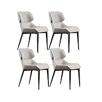 lot de 4 chaises de salle à manger modernes en cuir pu avec dossier haut rembourré et siège souple pour salon, salle à manger, cuisine, chambre à coucher (couleur : gris clair)