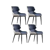 lot de 4 chaises de salle à manger modernes en cuir pu avec dossier haut rembourré et siège souple pour salon, salle à manger, cuisine, chambre à coucher (couleur : bleu)