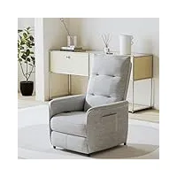 [en.casa] fauteuil relax Électrique fauteuil inclinable avec contrôleur position assise allongée acier contreplaqué bois polyester polyuréthane 102 x 58 x 81 cm gris clair