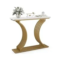 lifezeal table console effet en marbre, table d'entrée en métal doré, table d’appoint moderne géométrique pour salon, couloir, entrée, 100 x 29,5 x 80,5 cm