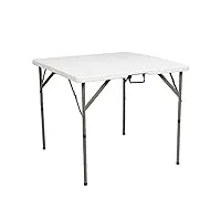 table pliante carrée en plastique blanc granit de 33,86 pouces,table de pique-nique pliante,table de salle à manger pliante pour intérieur et extérieur (a)