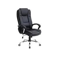 chaise de bureau en cuir de style classique avec accoudoirs pivotants et inclinables (noir)