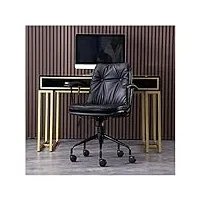 fauteuil de bureau chaise de bureau à domicile, chaise de pc ergonomique à soutien lombaire réglable, chaise de travail en cuir pu avec base en métal et accoudoirs rembourrés chaise de bureau ( color