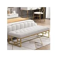banc de lit banc ottoman en simili cuir avec banc d'entrée rembourré doux avec pieds en métal, banc d'assise confortable, repose-pieds, for salon, entrée, salle à manger banc de rangement ( color : wh