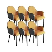 wzzqzr lot de 6 chaises de cuisine et de salle à manger en cuir synthétique avec accoudoirs ergonomiques et pieds en métal - chaise de salon (couleur : orange + gris, taille : pieds noirs)