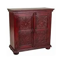 pegane meuble console, table console en bois sculpté coloris rouge - longueur 90 x profondeur 40 x hauteur 90 cm
