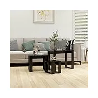 rantry meuble de table empilable, 3 pièces, noir, en bois, multicouche, table de salon, table de bureau, chambre à coucher, jardin