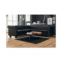rantry chersterfield meuble de canapé 5 places en cuir artificiel noir, canapé chesterfield moderne, canapé en cuir, canapé vintage, canapé en cuir, canapé en cuir, canapé en cuir, canapé en offre,