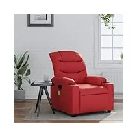 rantry fauteuil de massage inclinable rouge en simili cuir mobile, fauteuil massant, fauteuil inclinable relaxant, chaise de massage, fauteuil relaxant tout le corps à