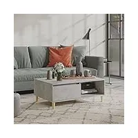 rantry meuble table de salon gris ciment 90 x 60 x 35 cm en aggloméré, table à manger, table d'extérieur, table de cuisine, table de jardin
