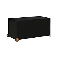 rantry meuble de rangement de jardin noir 120 x 65 x 61 cm en polyrotin, coffre de jardin extérieur, coffre de jardin extérieur