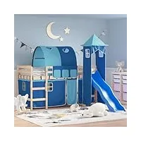 rantry lit mezzanine avec tour pour enfants, bleu, 80 x 200 cm, pin massif, mobilier d'intérieur et d'extérieur, décoration de maison, décoration intérieure, chambre à coucher, salon, bureau b