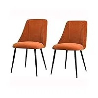 esentl ensemble de 2 chaises de salle à manger en velours avec pieds en métal noir pour salon, bureau, restaurant (couleur : orange)
